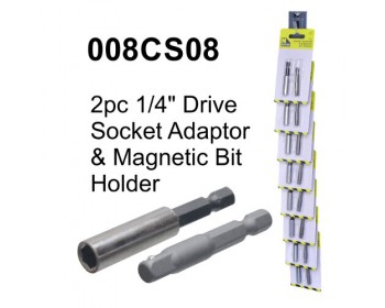 Clip Strip of 2pc 1/4in Socket Adaptor & Bit Holder 